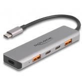 Hub USB Delock 64302, 2 x USB-C, 2 x USB-A, Gray