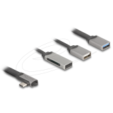 Cablu Delock 64303, USB-C male - 1 x USB 3.0 female + 1 x USB 2.0 female + 1 x Micro SD + 1 x SD, 0.2 m, Black