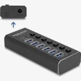 HUB USB Delock 64326, 6 x USB 3.2 gen 1, 1 x USB-C, Black