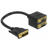 Adaptor Delock 65051, DVI male - 2 x DVI female, Black