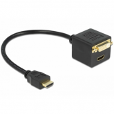 Adaptor Delock 65054, HDMI male - HDMI + DVI female, 0.20m, Black