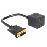 Adaptor Delock 65069, DVI male - 2x HDMI female, 0.20m, Black