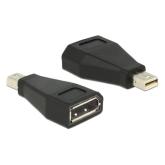 Adaptor Delock 65238, Mini DisplayPort male - DisplayPort female, Black