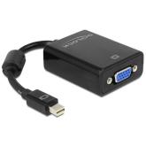 Adaptor Delock 65256, MIni DisplayPort male - VGA female, 0.12m, Black