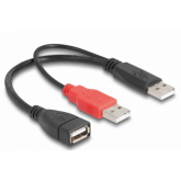 Cablu Delock 65306, 2x USB 2.0 male - 1x USB 2.0 female, 0.20m, Black