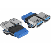 Adaptor Delock 65324, USB 3.0 19pin female - 2x USB 3.0 19pin female