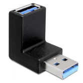 Adaptor Delock Angled 90° vertical 65339, USB 3.0 male - USB 3.0 female, Black