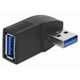 Adaptor Delock angled 90° horizontal 65341, USB 3.0 male - USB 3.0 female, Black