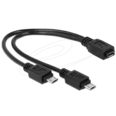 Cablu Delock 65440, 1 x micro USB-B female - 2 x micro USB-B male, 0.2 m, Black