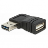 Adaptor Delock angled left/right 65522, USB 2.0 male - USB 2.0 female, Black