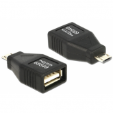 Adaptor OTG Delock 65549, Micro USB-B male - USB 2.0 female, Black
