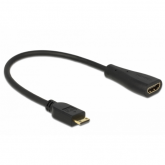 Cablu Delock 65650, Mini HDMI-C male - HDMI female, 0.23m, Black