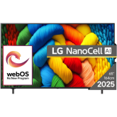 Televizor LED NanoCell LG Smart 65NANO80A3B, Seria NANO80, 65 inch, Ultra HD 4K, Black
