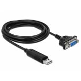 Cablu Delock 66281, USB 2.0 male - RS232 female, 1.8m, Black