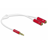 Cablu Delock 66519,  1 x 3.5 mm 4 pin male -  2 x 3.5 mm 4 pin female, 0.20m, White-Red