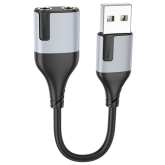 Placa de sunet Borofone BV19,  2 x jack 3.5 mm - USB, Black