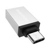 Adaptor Borofone BV3, USB-A female - USB-C male, Silver