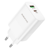 Incarcator retea Borofone BN10, 1 x USB-C, 1 x USB, 65 W, White