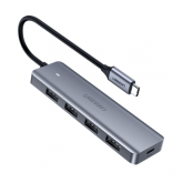 Hub USB Ugreen CM219, 4x USB 3.2 gen 1, 0.15m, Gray