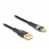 Cablu de date Delock 80760, USB-A male - USB-C male, 1m, Black-Transparent