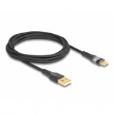 Cablu de date Delock 80761, USB-A male - USB-C male, 2m, Black-Transparent