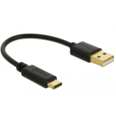 Cablu de date Delock 80954, USB-A male - USB-C, 0.15m, Black