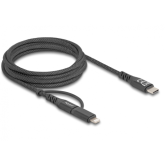 Cablu de date Delock 81171, USB-C male - USB-C male + Lightning, 2m, Black