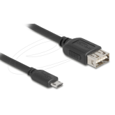Cablu Delock 81521, USB 2.0 female - Micro USB-B male, 5 m, Black