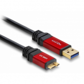 Cablu Delock 82760, USB-A male - micro USB-B male, 1m, Black-Red