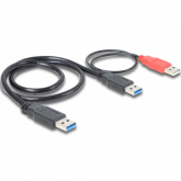 Cablu Delock 82908, USB-A male - USB-A male + USB-A male, 0.8m, Black