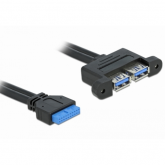 Cablu Delock 82941, USB 3.0 pin header female - 2x USB 3.0 female, 0.45m, Black