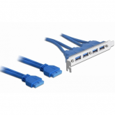 Cablu Delock 82974, 2x USB 3.0 pin header 19 pin internal - 4x USB 3.0 female external, 0.40m, Blue