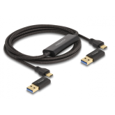Cablu KVM Delock 83014, USB-C + USB-A - USB-C + USB-A, 2m, Black