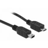 Cablu Delock 83177, Micro USB-B male - Mini USB male, 1m, Black