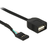 Cablu Delock 83825, USB 2.0 header female - USB-A female, 0.4 m, Black