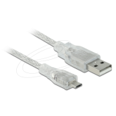 Cablu Delock 83903, USB 2.0 male - micro USB-B male, 5 m, Clear