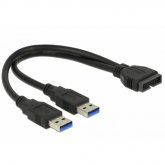 Cablu Delock 83910, USB 3.0 19pin male - 2x USB 3.0 male, Black