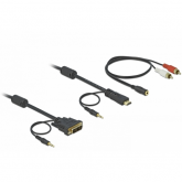 Cablu Delock 84455, DVI + 3.5mm jack male - HDMI + 3.2mm jack male, 2m, Black