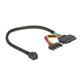 Cablu Delock 84823, SFF-8643 male - U.2 SFF-8639 male + SATA 15 pin, 0.3 m, Black