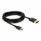 Cablu Delock 85119, HDMI male - micro HDMI male, 0.25m, Black