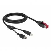 Cablu Delock 85488, PoweredUSB male - USB-B male + Hosiden Mini-DIN 3-pin male, 2m, Black