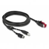 Cablu Delock 85490, PoweredUSB male - USB-B male + Hosiden Mini-DIN 3-pin male, 4m, Black