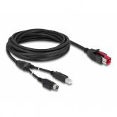 Cablu Delock 85491, PoweredUSB male - USB-B male + Hosiden Mini-DIN 3-pin male, 5m, Black