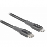 Cablu de date Delock 86631, Lightning male - USB-C male, 1m, Gray