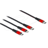 Cablu de date Delock 3-in-1 86710, USB-C male - Lightning + USB-C + micro USB, 0.3 m, Black