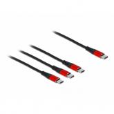 Cablu Delock 86712, USB-C male - 3x USB-C male, 0.3m, Black-Red