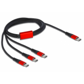Cablu Delock 86713, USB-C male - 3 x USB-C male, 1m, Black-Red
