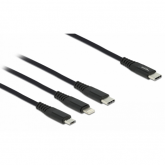 Cablu de date Delock 87149, USB-C male - Lightning/USB-C/micro USB, 1m, Black