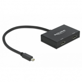 Adaptor Splitter Delock 87695, mini DisplayPort - 2x DisplayPort, Black