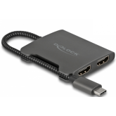 Adaptor Delock 87778, USB-C male - 2x HDMI female, Black